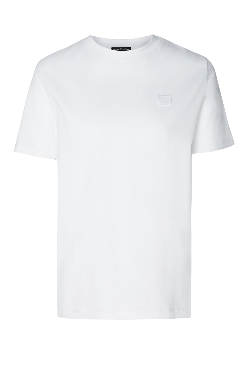 фото Белая хлопковая футболка с нашивкой acne studios