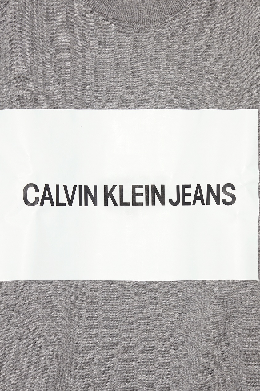 фото Серый свитшот с логотипом Calvin klein jeans