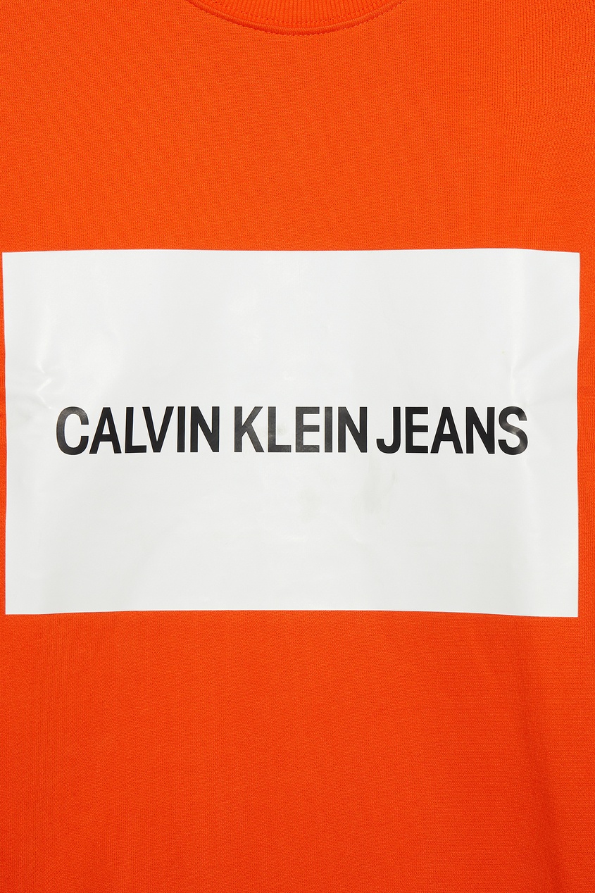 фото Оранжевый свитшот с крупным логотипом Calvin klein jeans