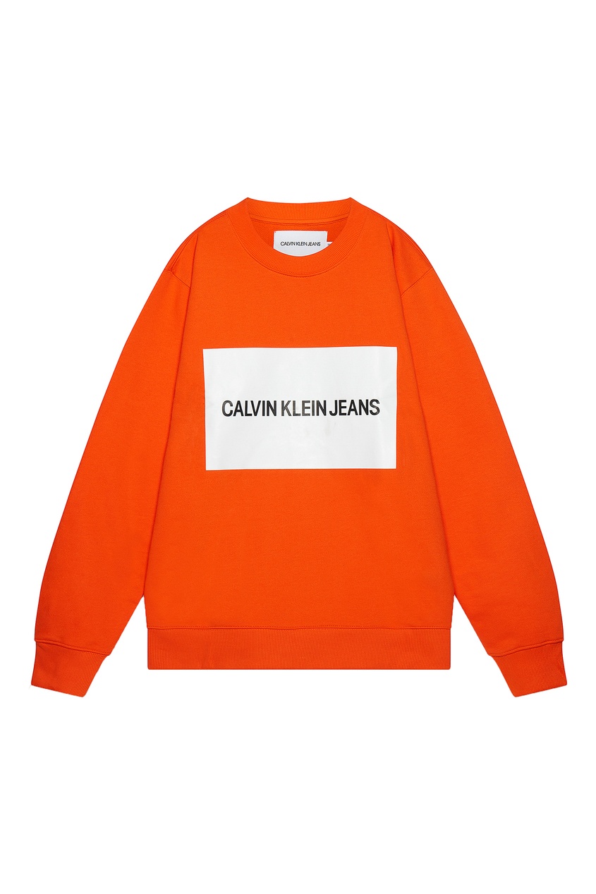 фото Оранжевый свитшот с крупным логотипом Calvin klein jeans