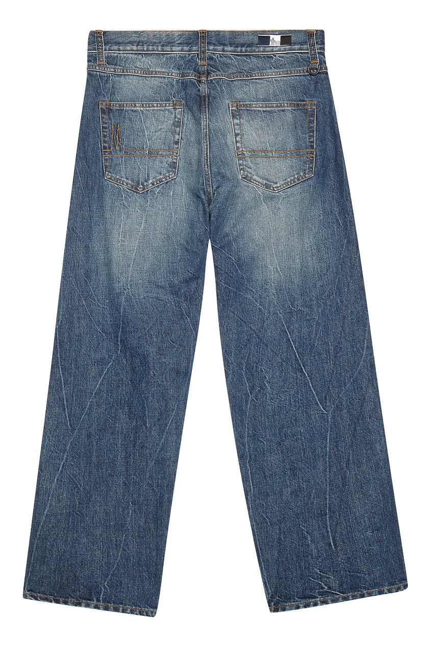 фото Синие джинсы с эффектом поношенности Moncler