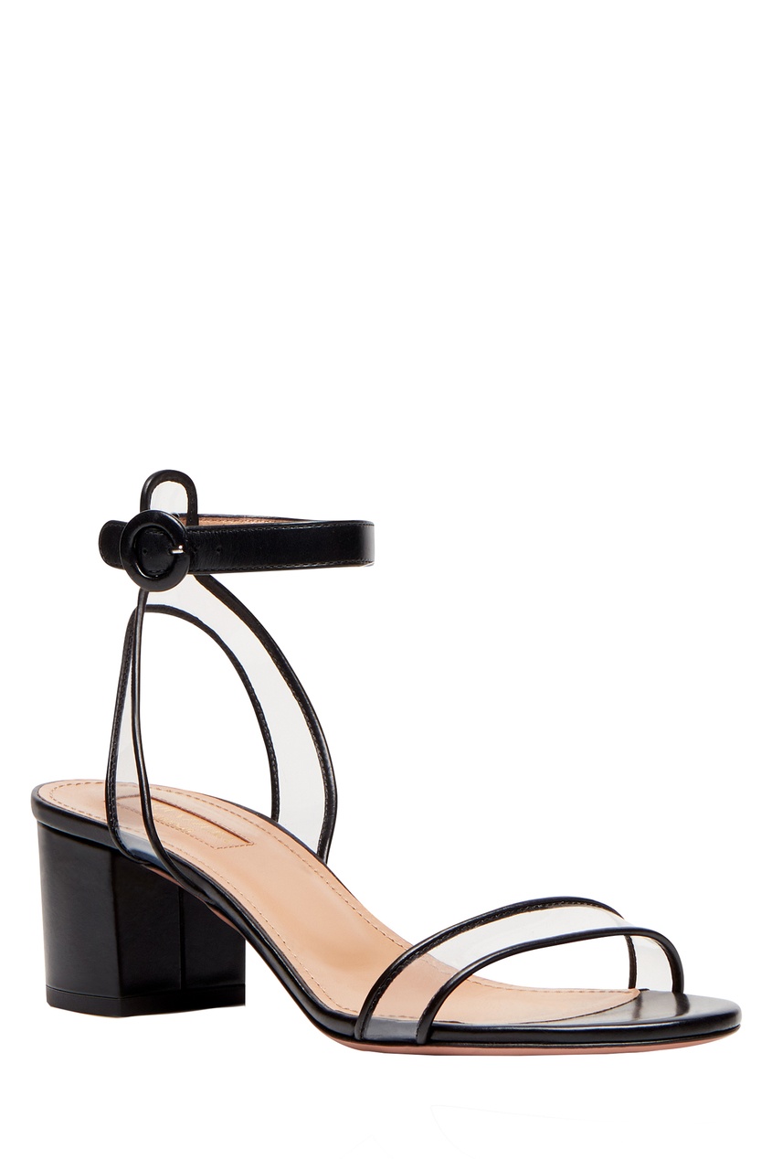 фото Черные босоножки с прозрачной отделкой minimalist sandal 50 aquazzura
