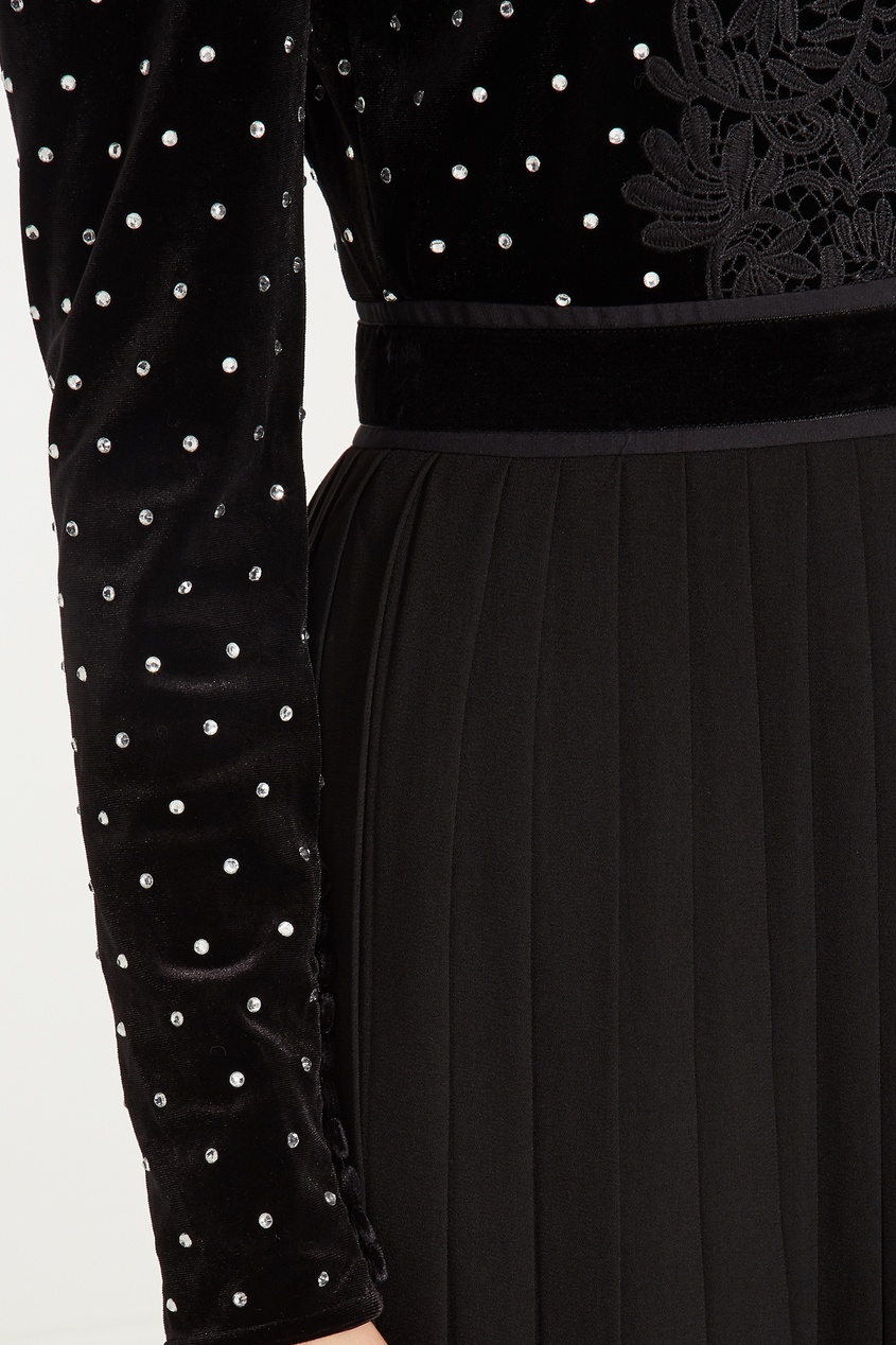 фото Черное комбинированное платье self-portrait