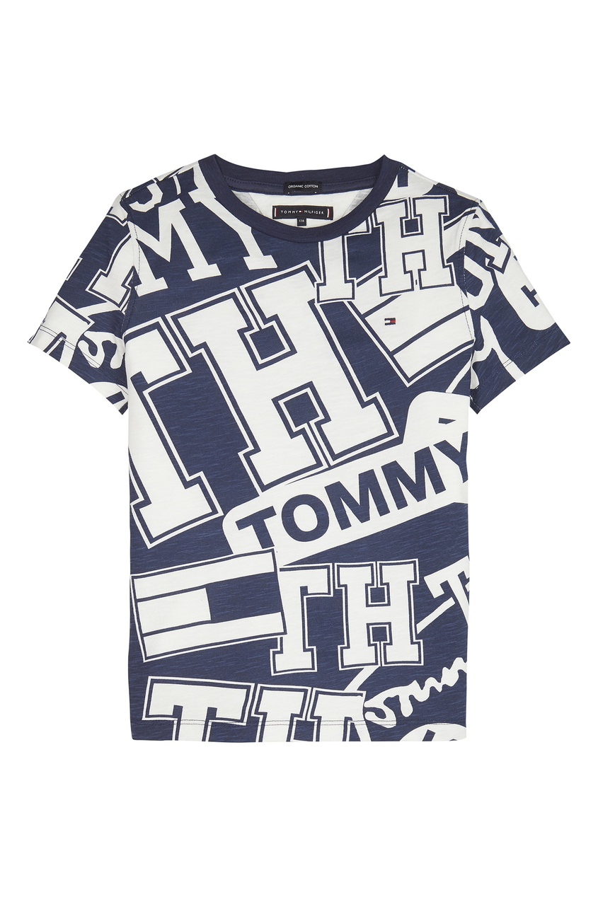 фото Сине-белая футболка с логотипами tommy hilfiger kids