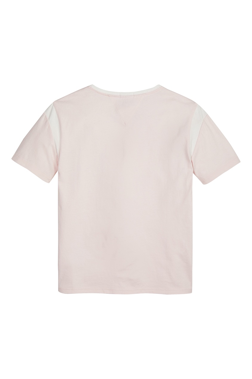 фото Розовая футболка с фактурной аппликацией tommy hilfiger kids