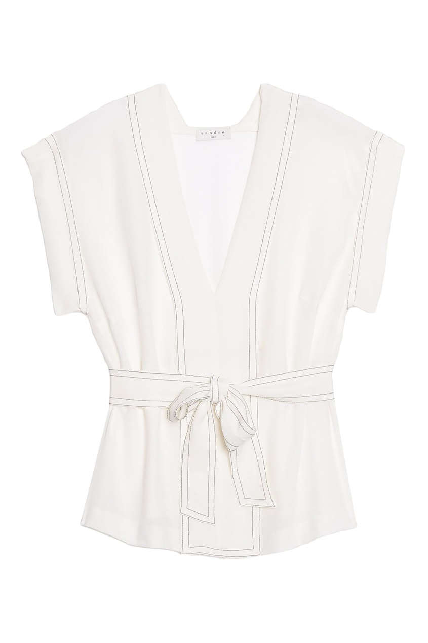 Белая блузка с короткими рукавами от Sandro