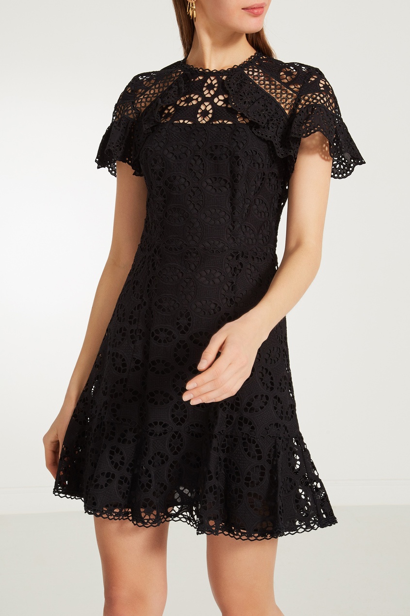 фото Черное кружевное платье sandro