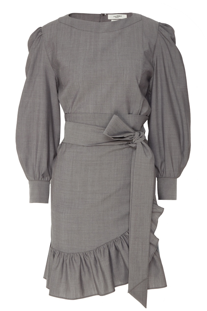фото Короткое платье с поясом и оборкой isabel marant etoile