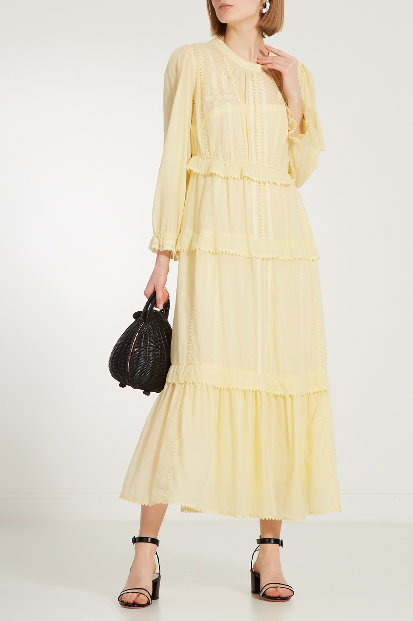 фото Лимонное платье с оборками Aboni Isabel marant etoile