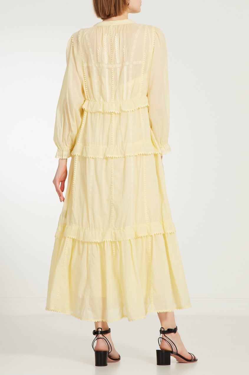 фото Лимонное платье с оборками aboni isabel marant etoile