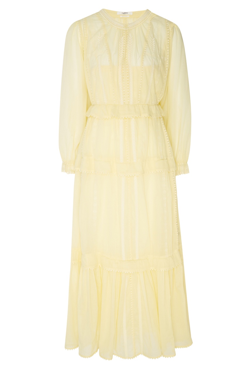 фото Лимонное платье с оборками aboni isabel marant etoile