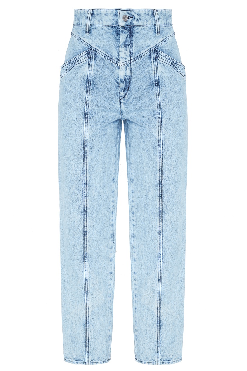 фото Голубые джинсы с декоративной отстрочкой isabel marant