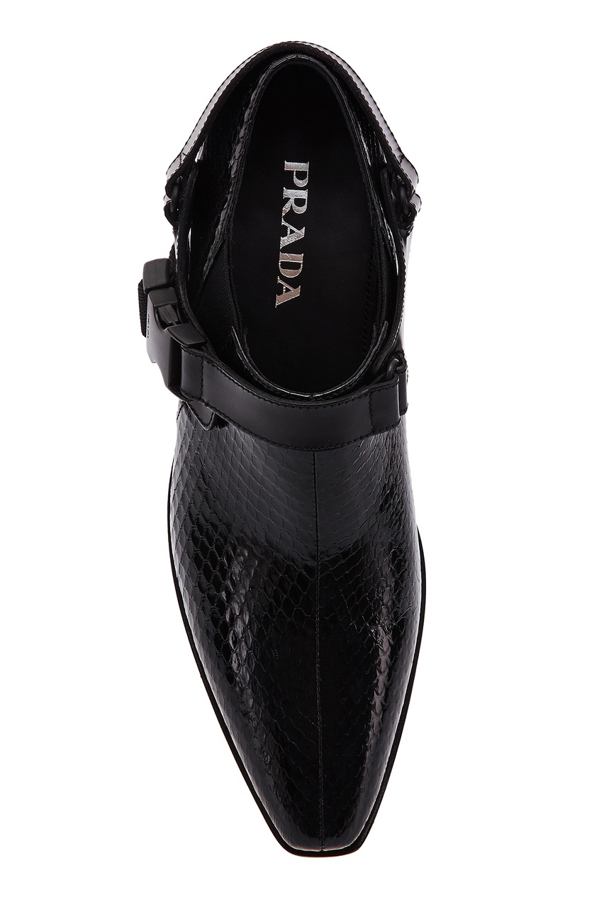 фото Черные полуботинки с фактурной отделкой Prada