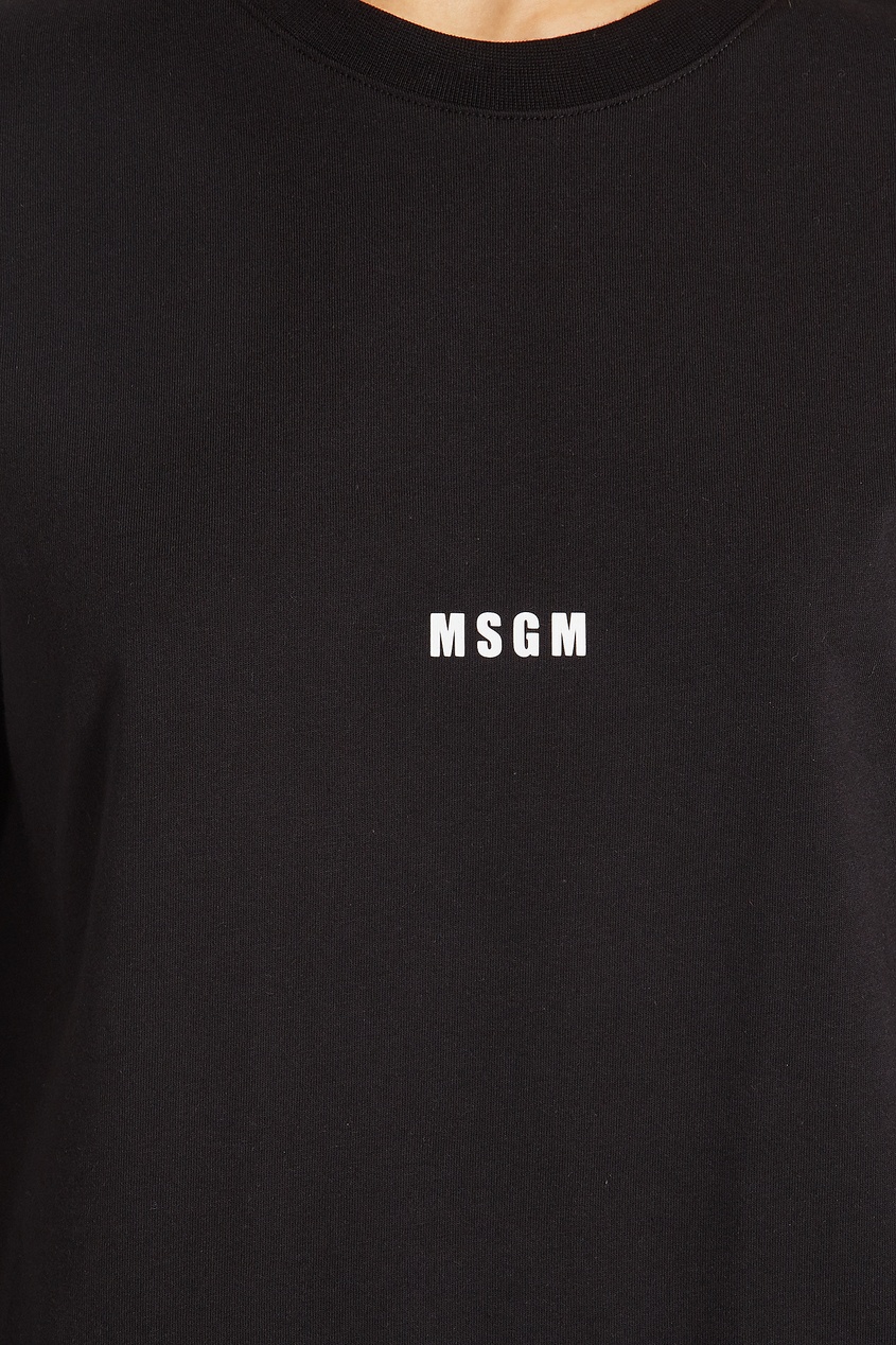 фото Черный лонгслив с логотипом msgm