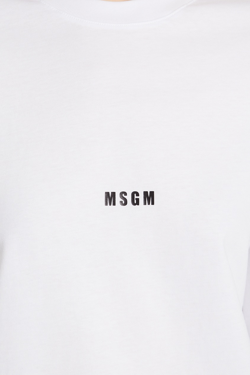 фото Белый лонгслив с логотипом msgm