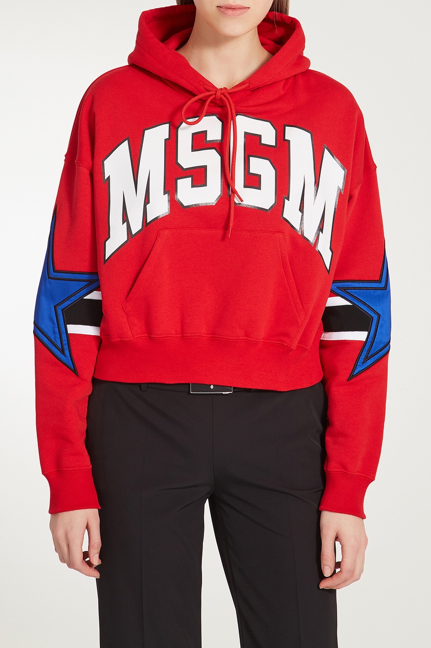 фото Красное худи с контрастной отделкой Msgm