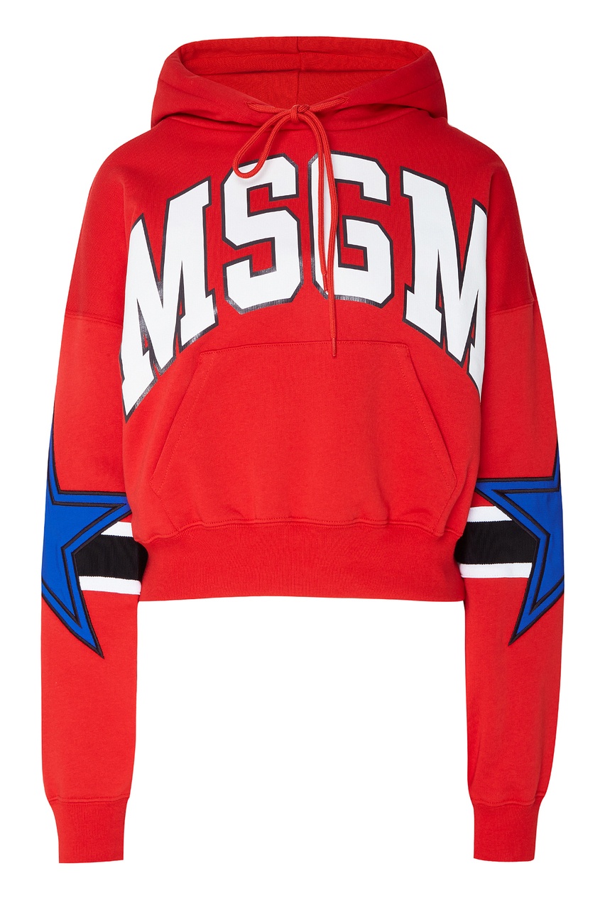 фото Красное худи с контрастной отделкой msgm