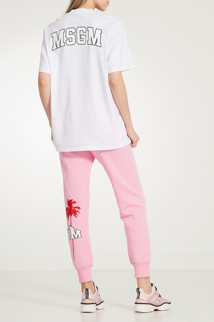 фото Розовые брюки с принтом msgm