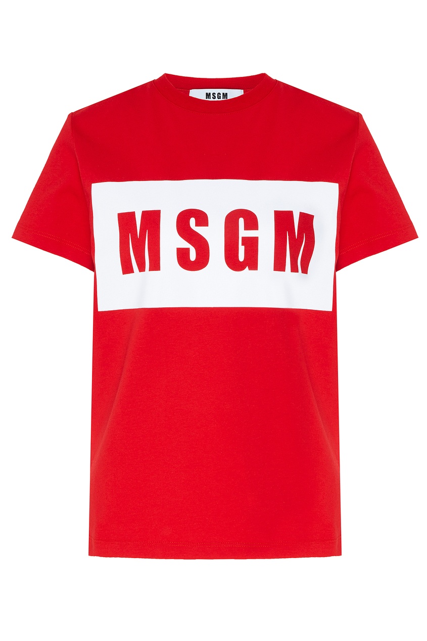 фото Красная футболка с логотипом msgm