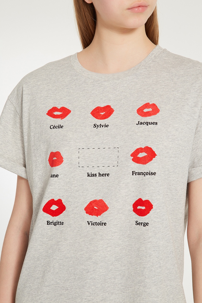 фото Серая футболка оверсайз kiss grid être cécile