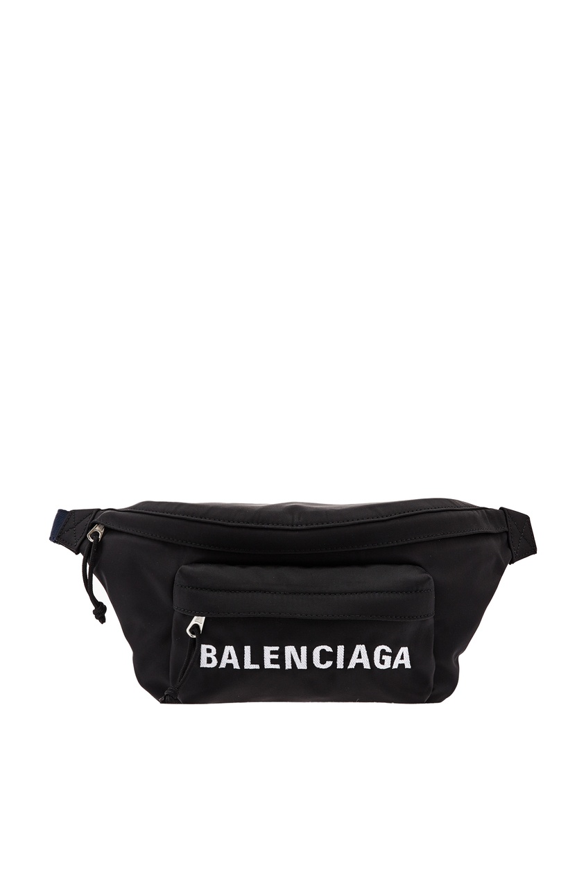 фото Черная поясная сумка wheel balenciaga