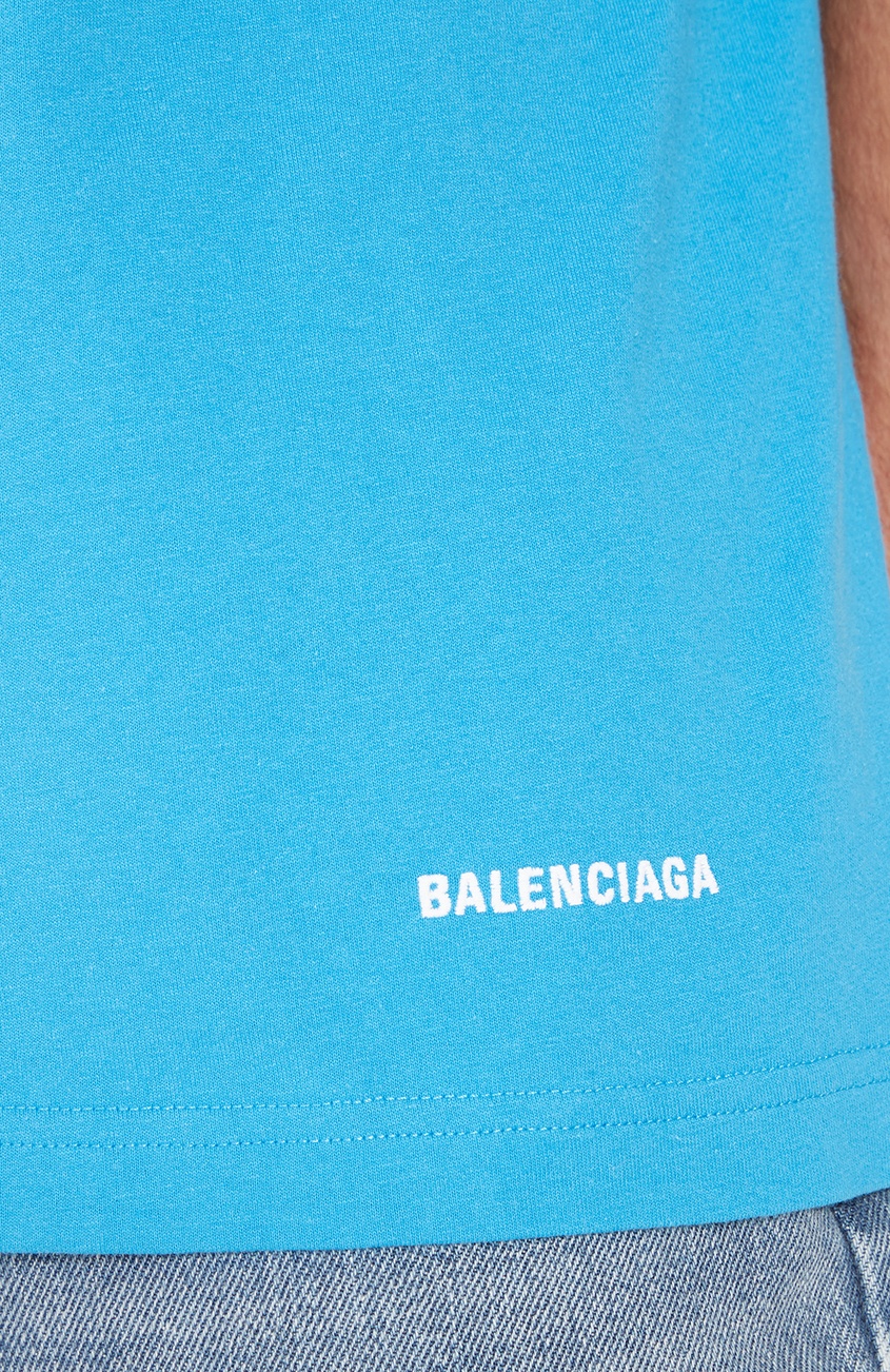 фото Голубая футболка с логотипом Balenciaga man