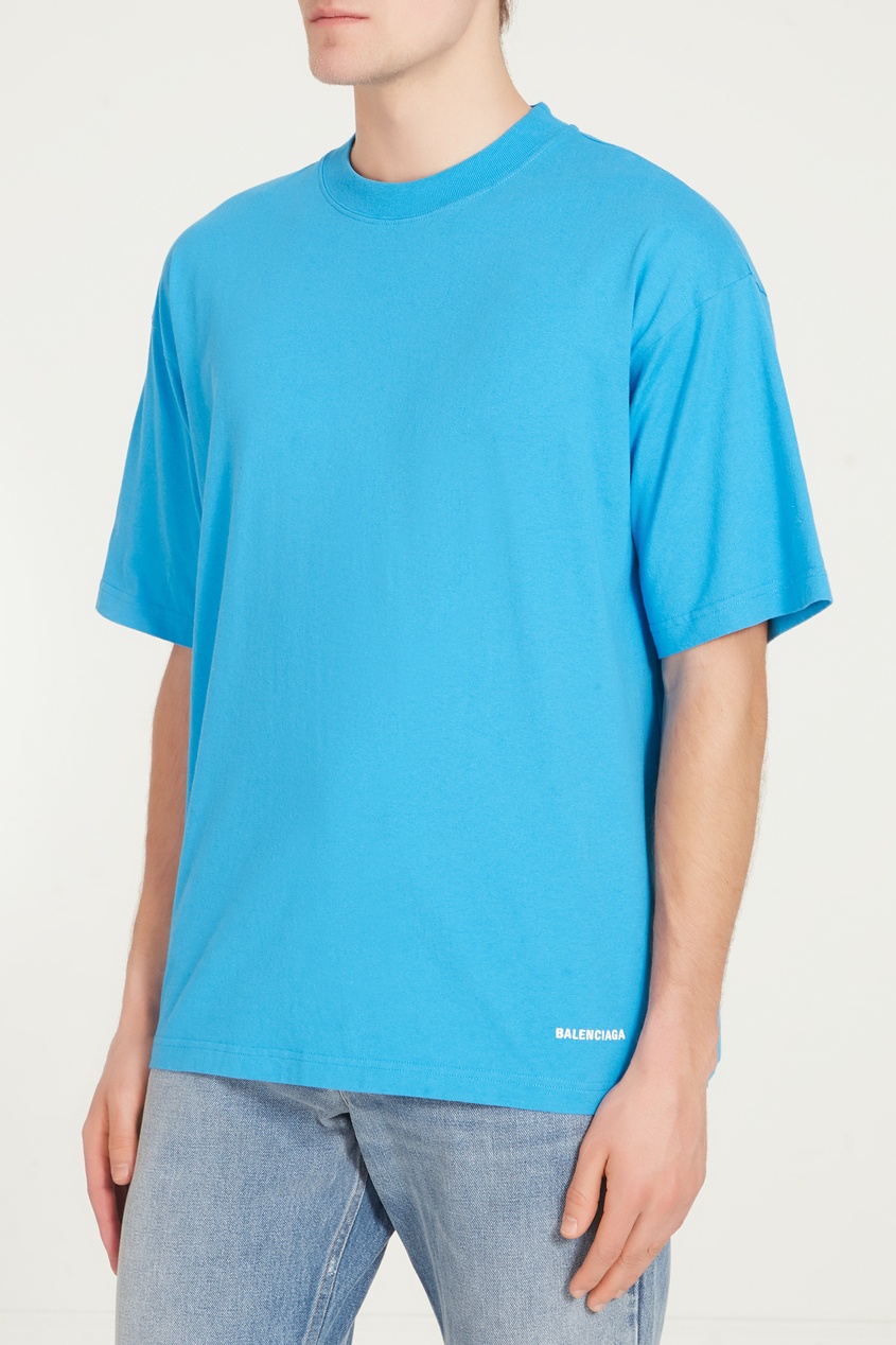 фото Голубая футболка с логотипом Balenciaga man