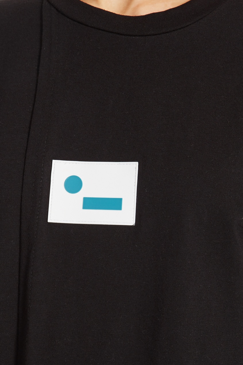 фото Черная асимметричная футболка с логотипом mardo._