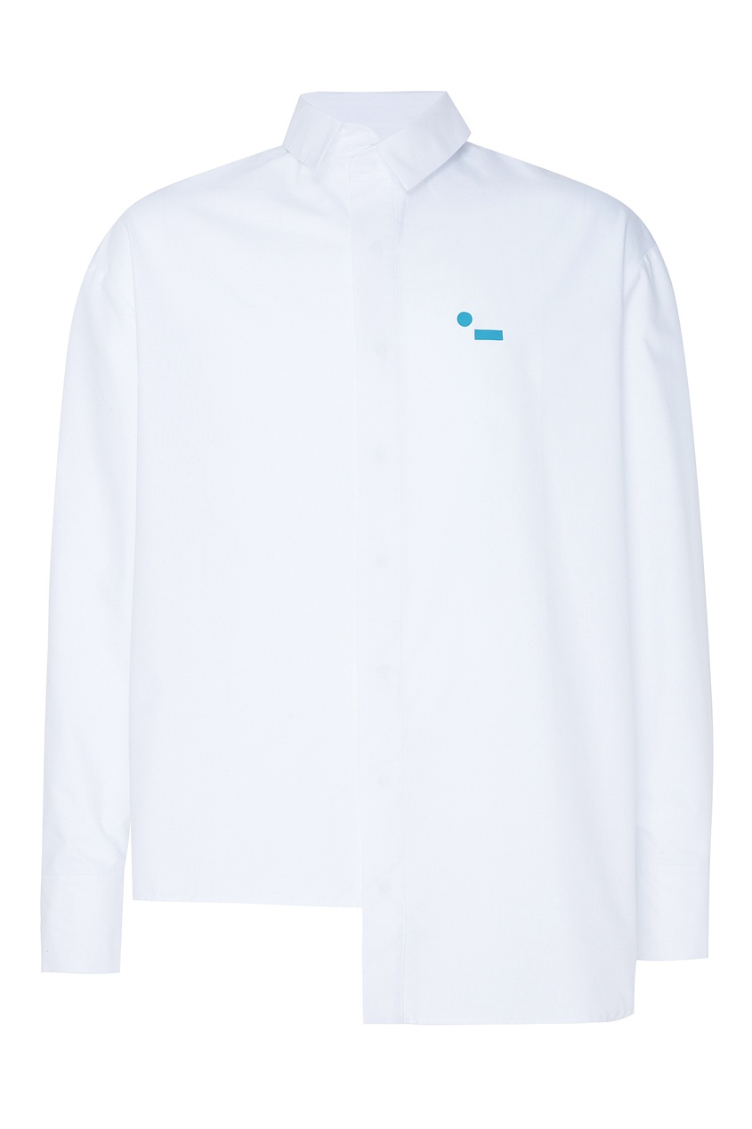 фото Асимметричная белая рубашка с логотипом mardo._
