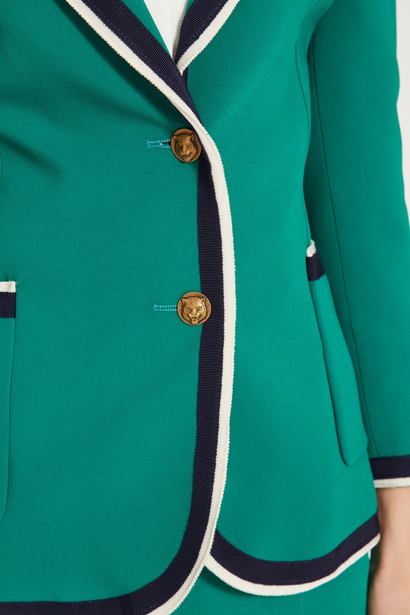 фото Зеленый блейзер с контрастной отделкой Gucci