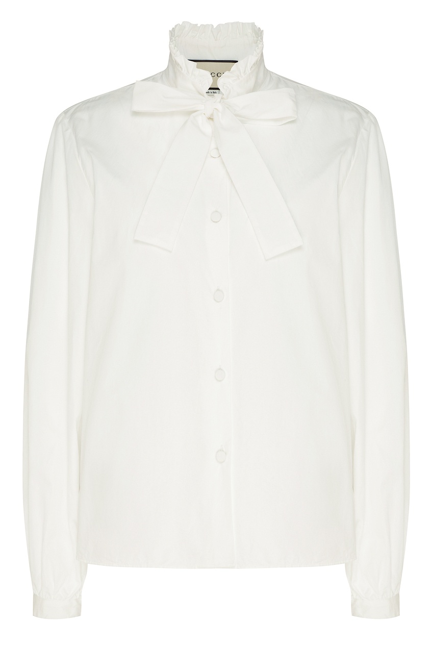 Поплиновая блуза с воротником аскот