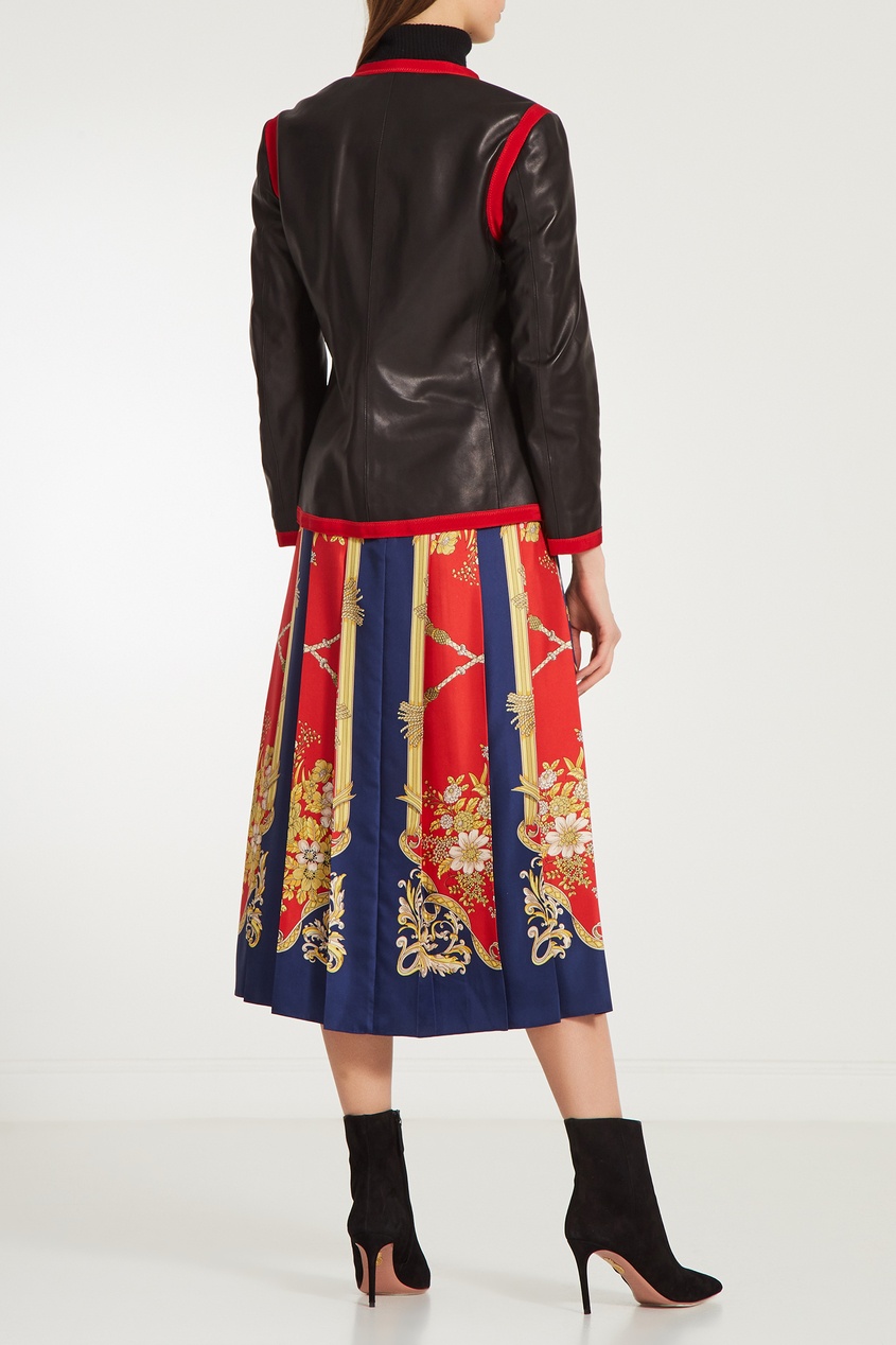 фото Шелковая юбка с орнаментальным принтом gucci