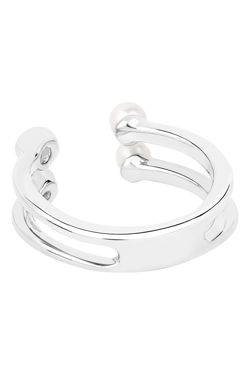 фото Серебряное кольцо baroque с циркониями и жемчугом lav`z