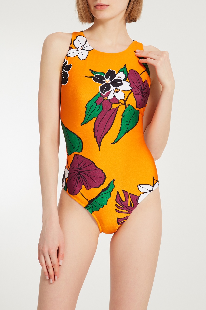 фото Оранжевый купальник с цветочным принтом amelia salinas