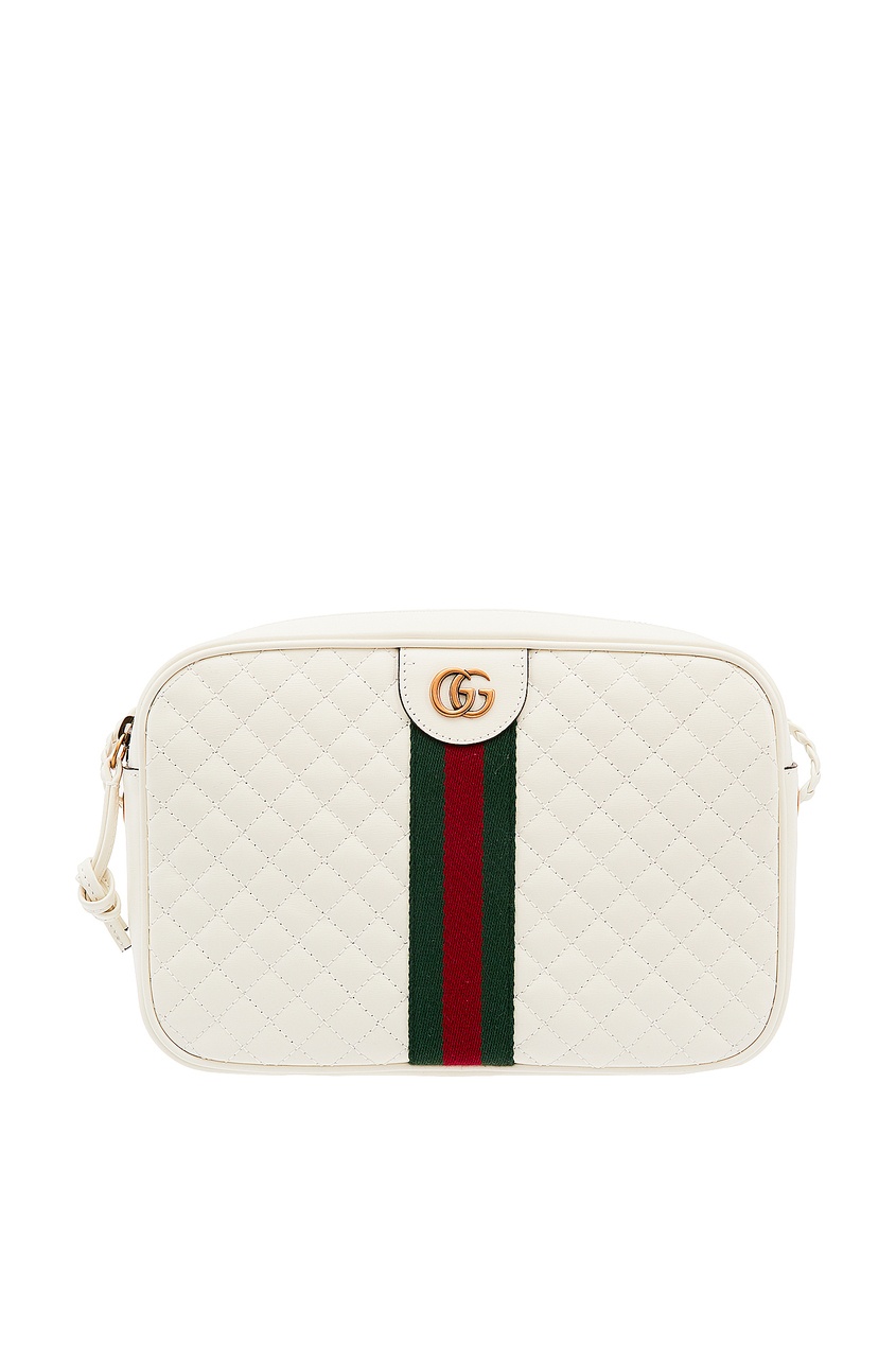 фото Белая стеганая сумка с полосами Web и логотипом GG Gucci