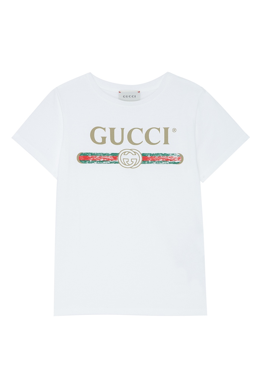 фото Белая футболка с логотипом gucci