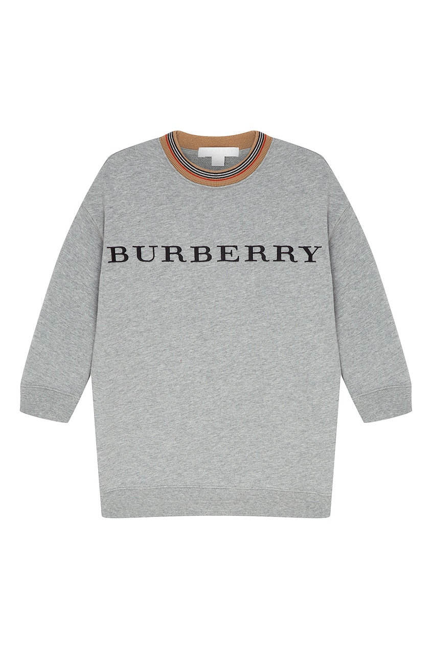 фото Серое платье с логотипом burberry kids