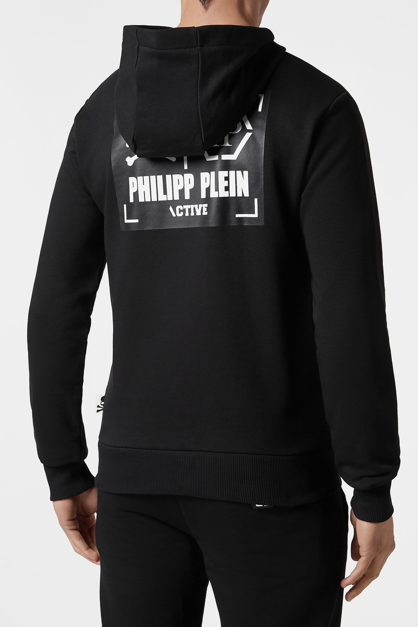 фото Черное худи с контрастным принтом Philipp plein