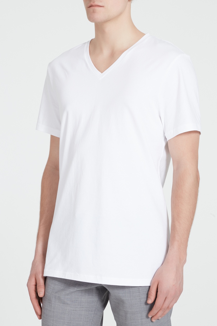 фото Белая футболка с V-образным вырезом Bread&boxers
