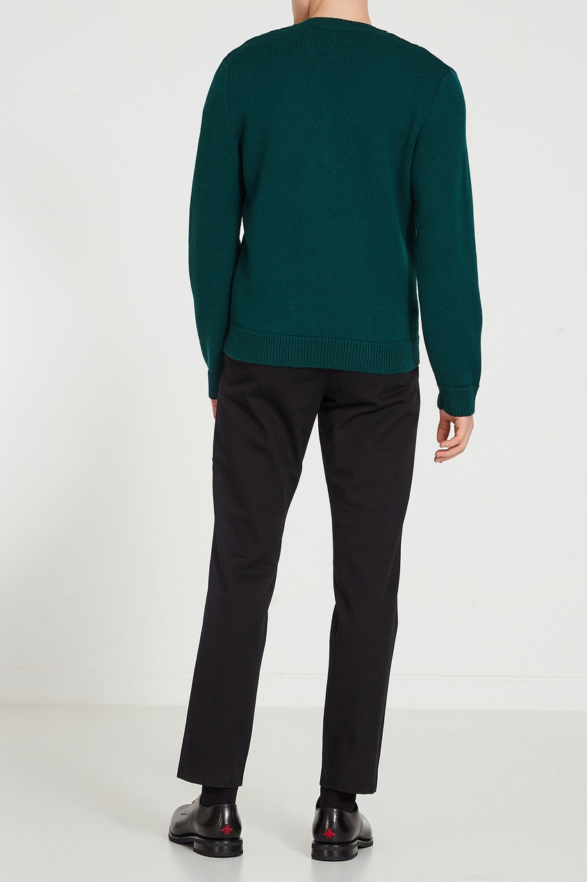 фото Зеленый пуловер с контрастной отделкой gucci