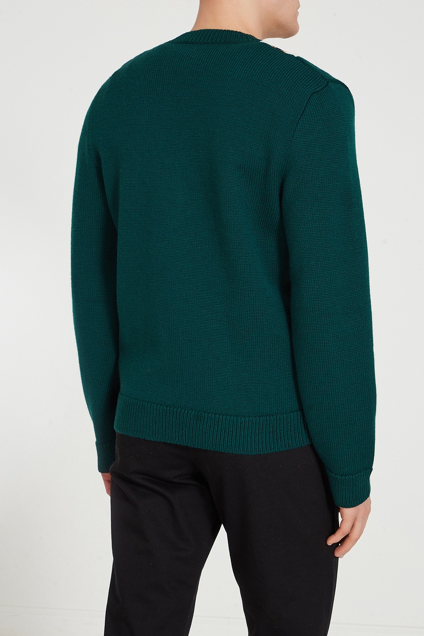 фото Зеленый пуловер с контрастной отделкой gucci