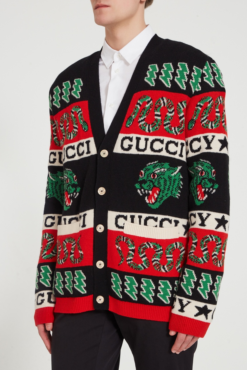 фото Кардиган с контрастной отделкой Gucci man
