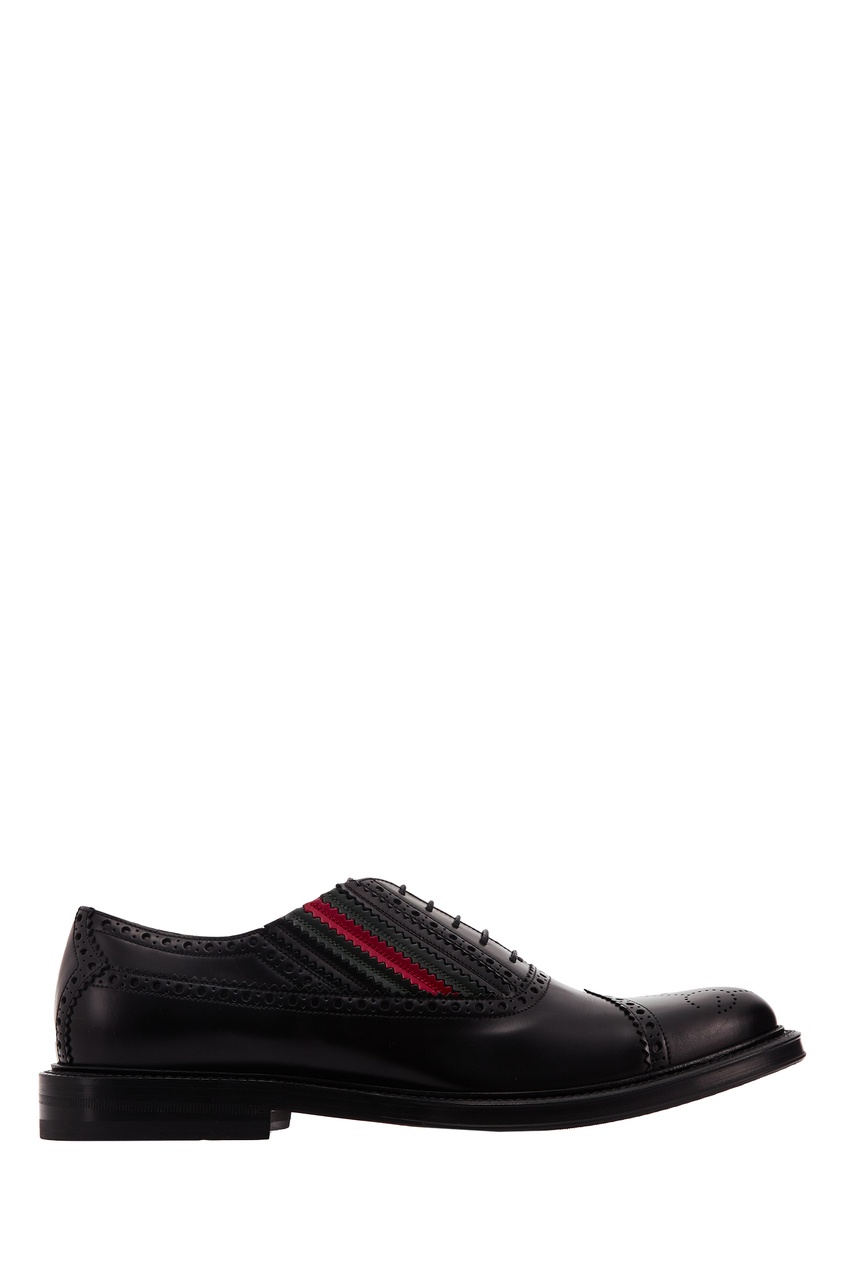 фото Черные кожаные ботинки с контрастной отделкой Gucci man