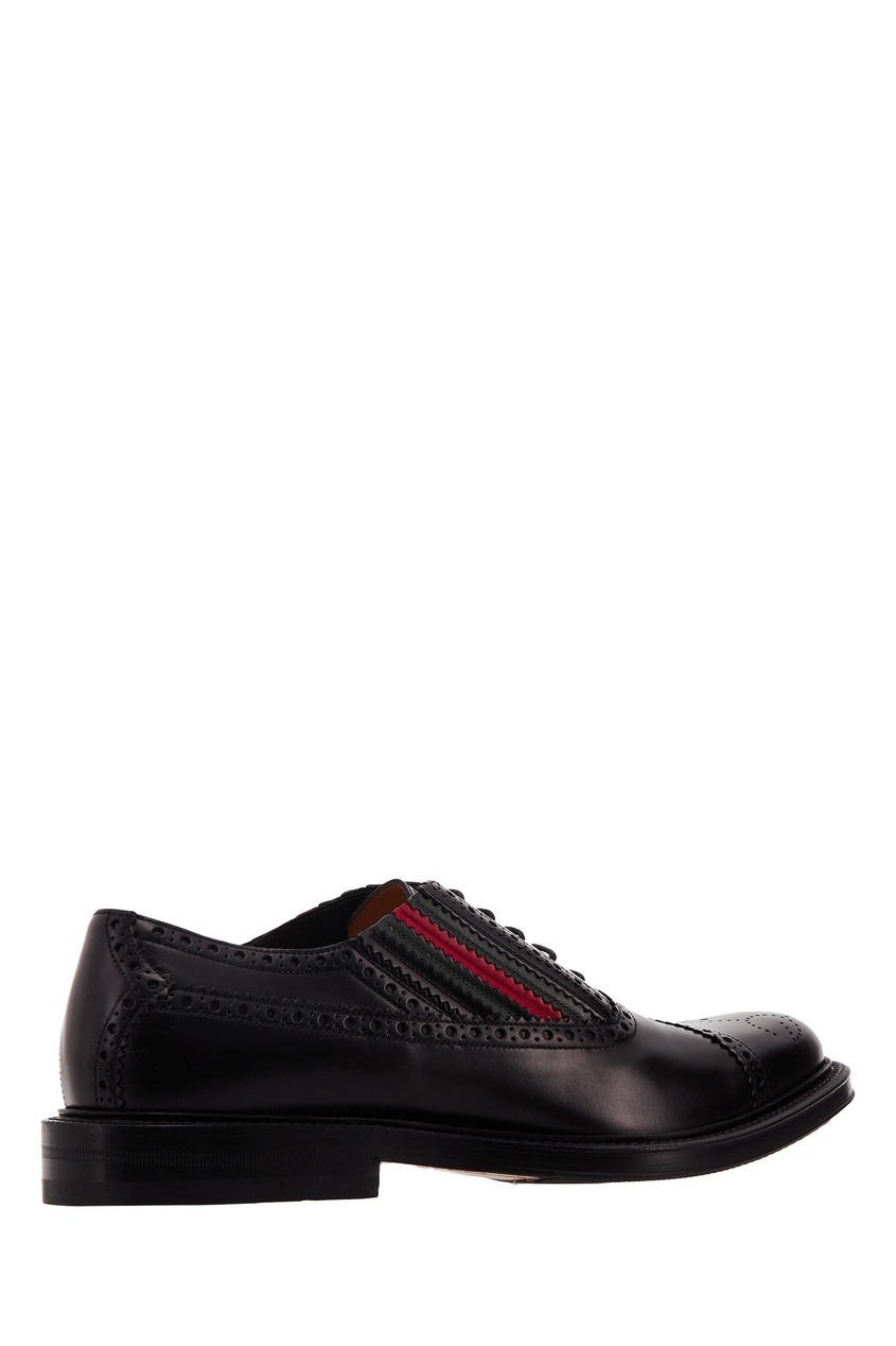фото Черные кожаные ботинки с контрастной отделкой Gucci man