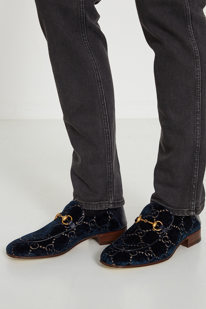 фото Темно-синие туфли с отделкой Gucci man