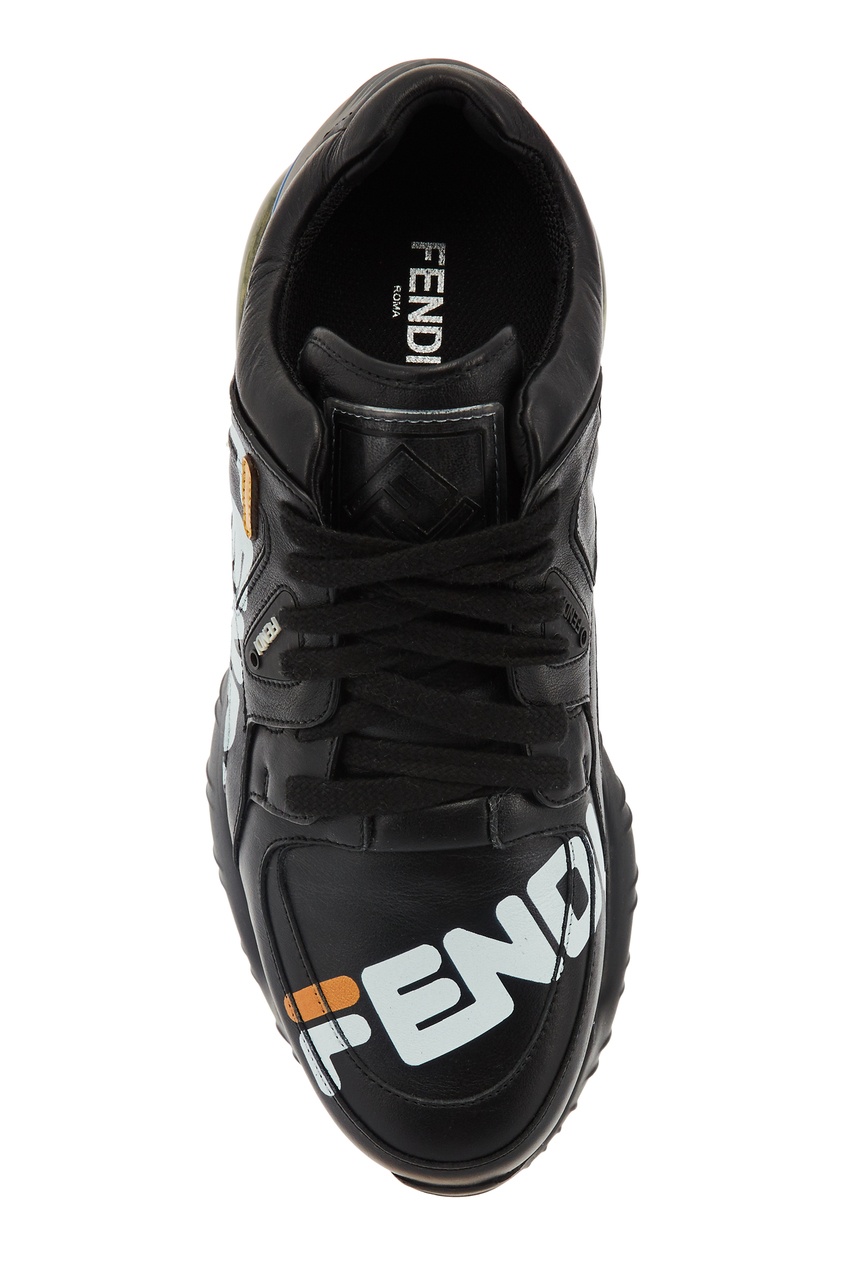 фото Черные кроссовки с яркими акцентами и логотипом fendi