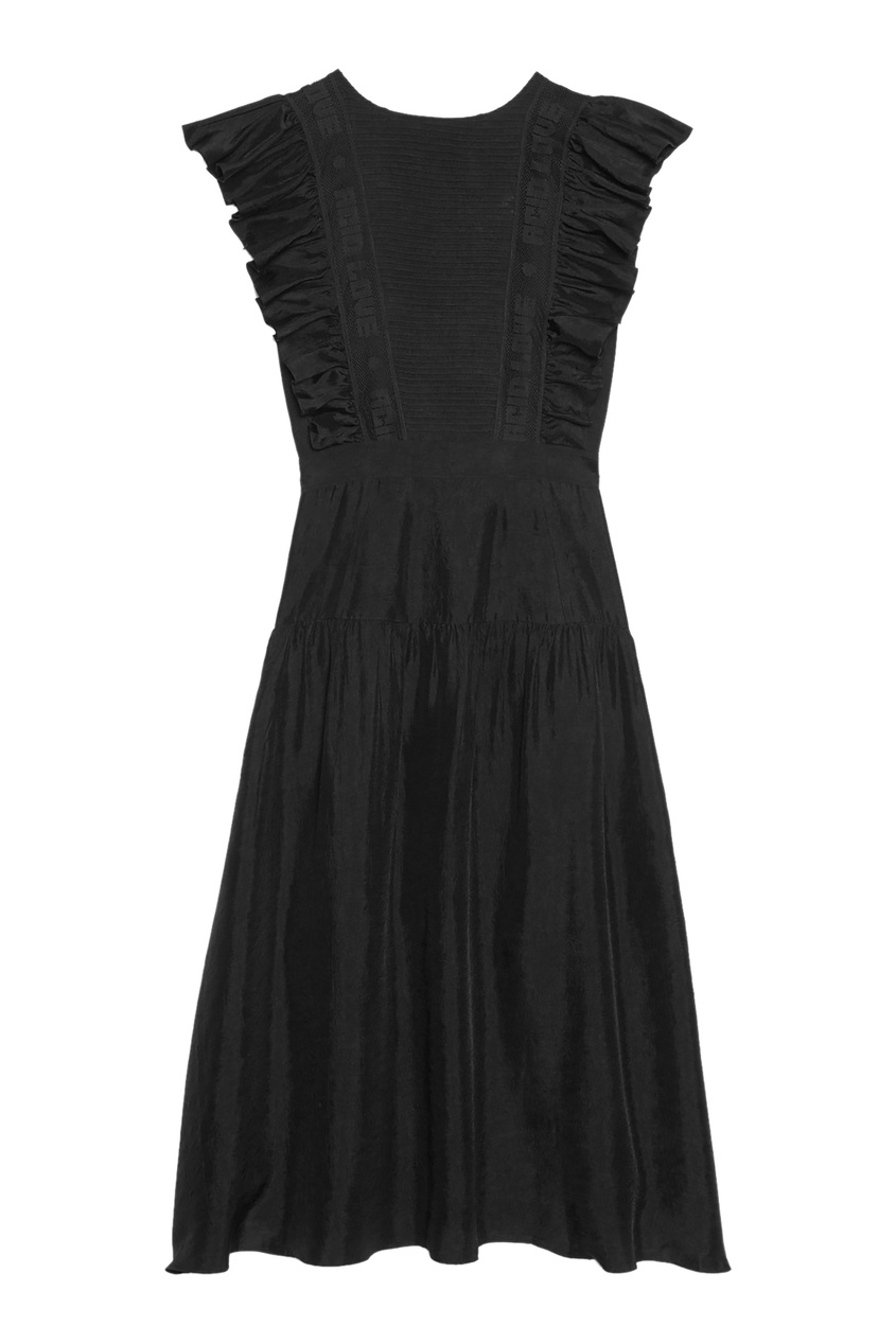 фото Черное платье миди без рукавов sandro
