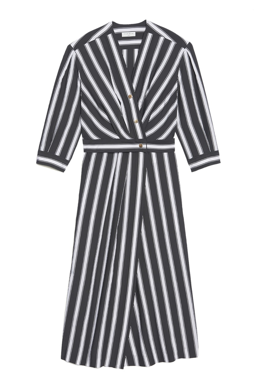 фото Черно-белое полосатое платье sandro