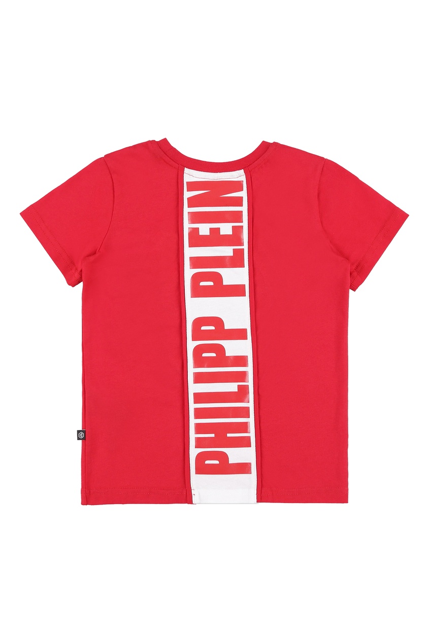 фото Красная футболка с нашивками Philipp plein kids