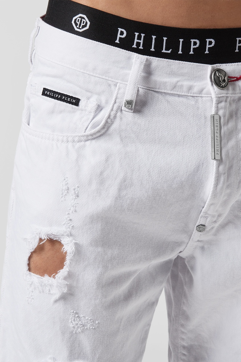 фото Белые джинсовые шорты Philipp plein